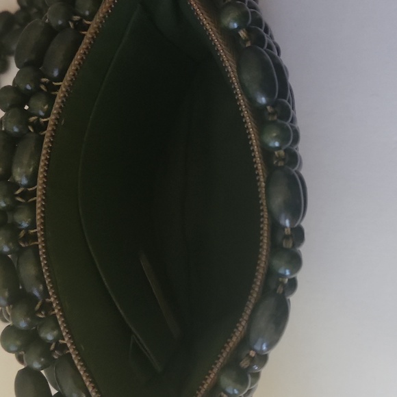 Walborg Vintage Green wood beaded Purse - Picture 5 of 15